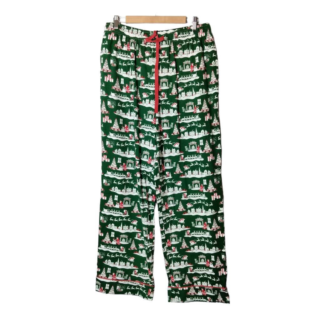 Pajamagram Men's Sz L Green Cotton Christmas Santa Family Matching Pajama Pants